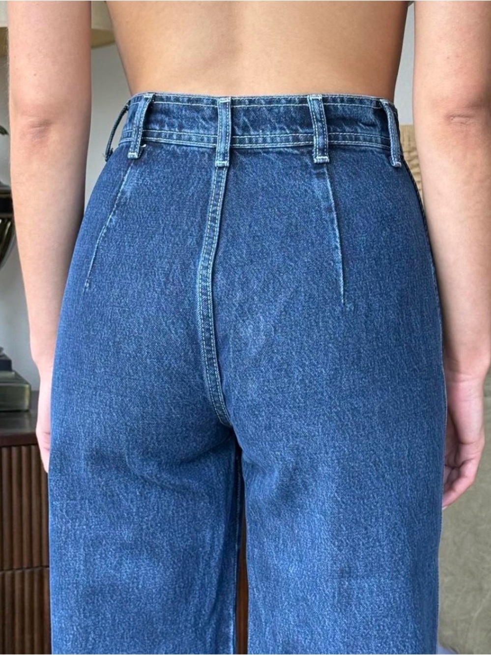 Reformation High-Rise Wide-Leg Jeans — Dark Blue Denim - Picture 3 of 6